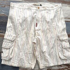 Vintage LRG Cargo Linen Shorts Mens 44 in Baggy Long Pockets Colorful Y2K